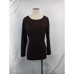 Vintage Paradox Brown Long Sleeve Shirt Women's Size Large Stretch Top Blouse